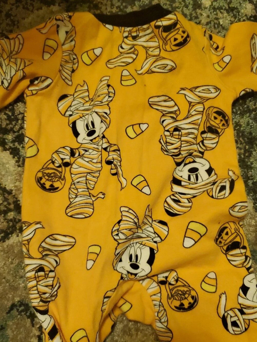 Disney Mickey and Minnie Mummy & Candy Corn Footed One-Piece